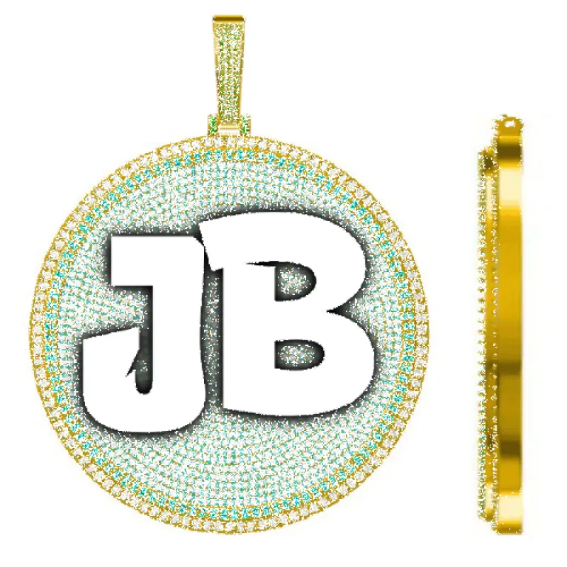 CUSTOM LETTER NECKLACE 3D BIG DISC sold by The GUU Shop