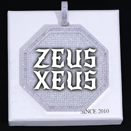 CUSTOM LETTER NECKLACE 3D BIG OCTAGON sold by The GUU Shop