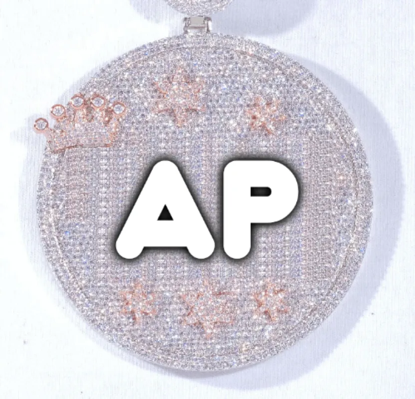 CUSTOM LETTER NECKLACE 3D BIG CROWN DISC sold by The GUU Shop