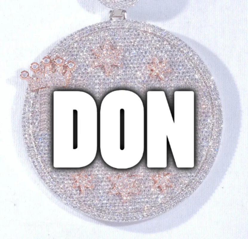 CUSTOM LETTER NECKLACE 3D BIG CROWN DISC sold by The GUU Shop