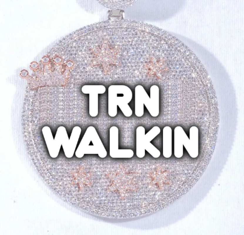 CUSTOM LETTER NECKLACE 3D BIG CROWN DISC sold by The GUU Shop