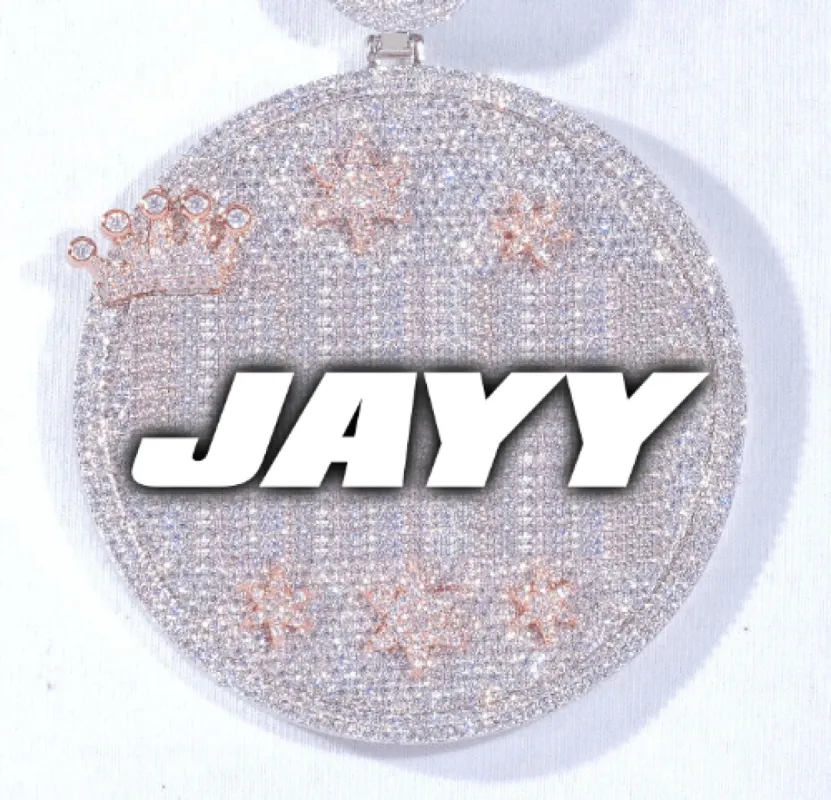 CUSTOM LETTER NECKLACE 3D BIG CROWN DISC sold by The GUU Shop