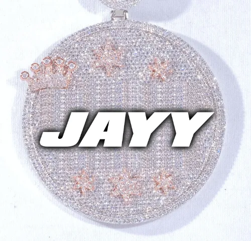 CUSTOM LETTER NECKLACE 3D BIG CROWN DISC sold by The GUU Shop