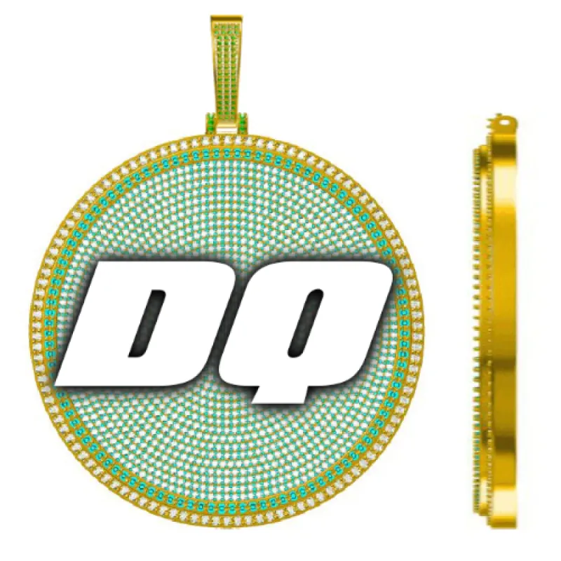 CUSTOM LETTER NECKLACE 3D BIG DISC sold by The GUU Shop