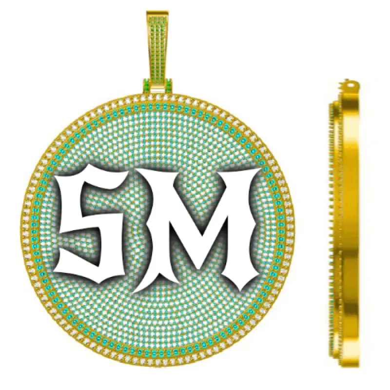 CUSTOM LETTER NECKLACE 3D BIG DISC sold by The GUU Shop