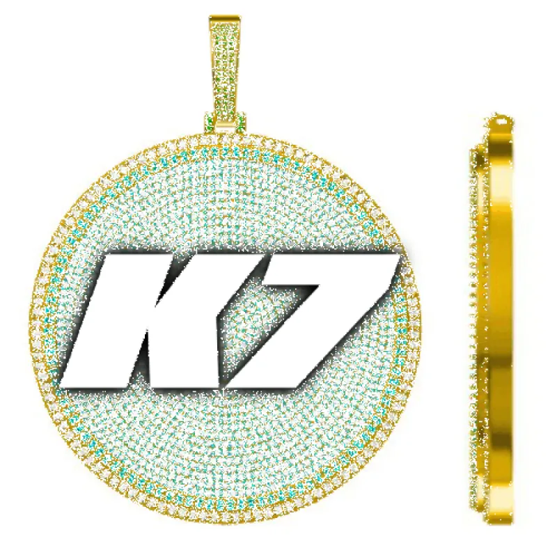 CUSTOM LETTER NECKLACE 3D BIG DISC sold by The GUU Shop