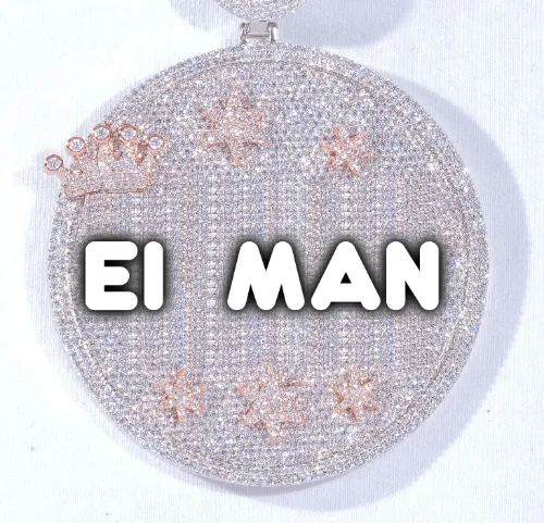 CUSTOM LETTER NECKLACE 3D BIG CROWN DISC sold by The GUU Shop