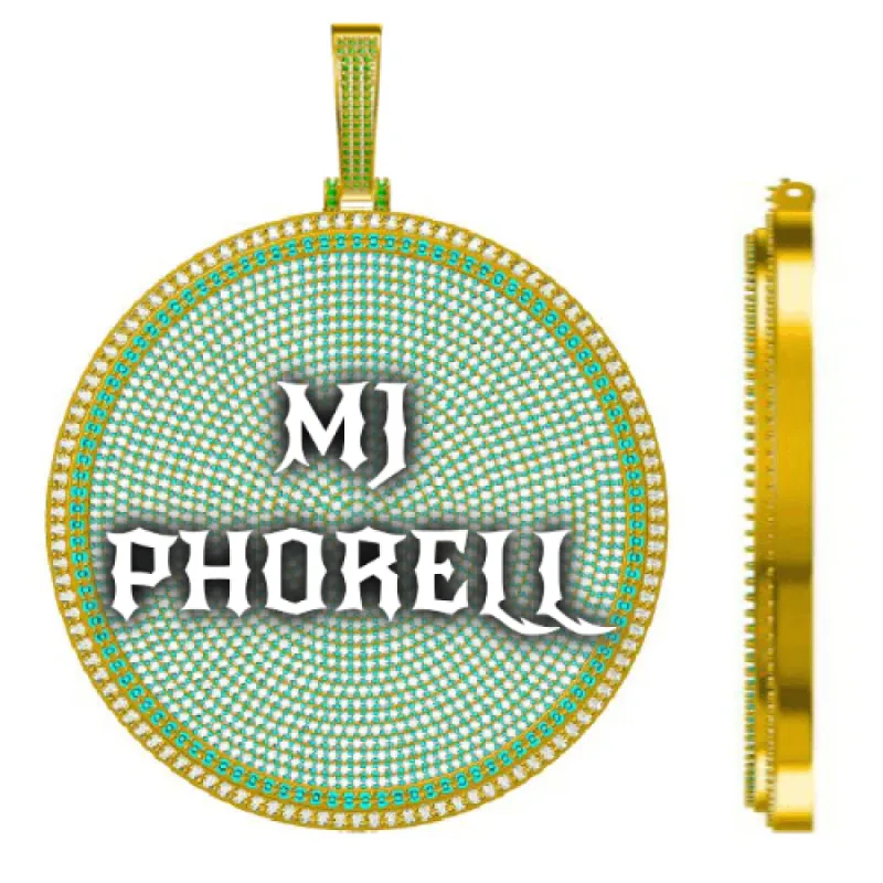 CUSTOM LETTER NECKLACE 3D BIG DISC sold by The GUU Shop