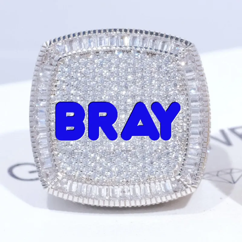 CUSTOM LETTER 3D ICED RING sold by The GUU Shop