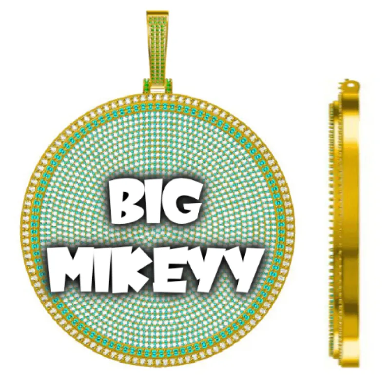 CUSTOM LETTER NECKLACE 3D BIG DISC sold by The GUU Shop