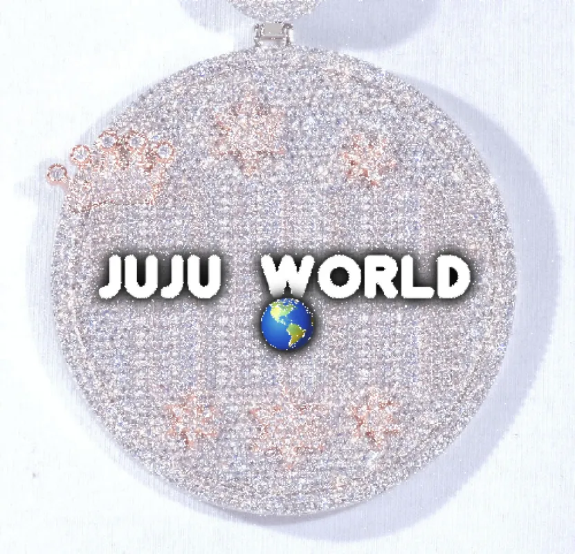 CUSTOM LETTER NECKLACE 3D BIG CROWN DISC sold by The GUU Shop