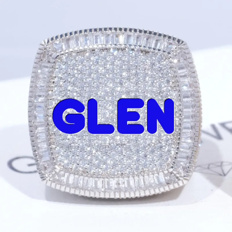 CUSTOM LETTER 3D ICED RING sold by The GUU Shop