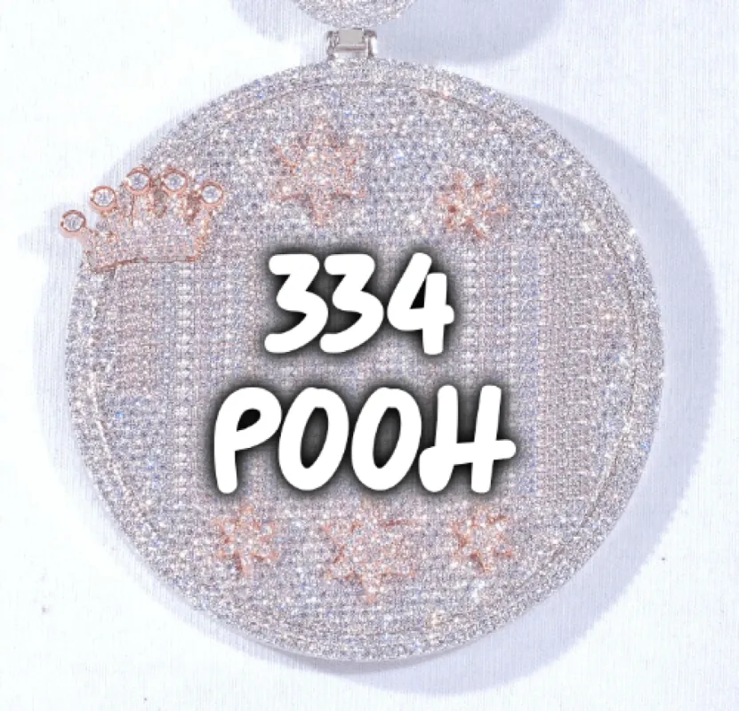 CUSTOM LETTER NECKLACE 3D BIG CROWN DISC sold by The GUU Shop