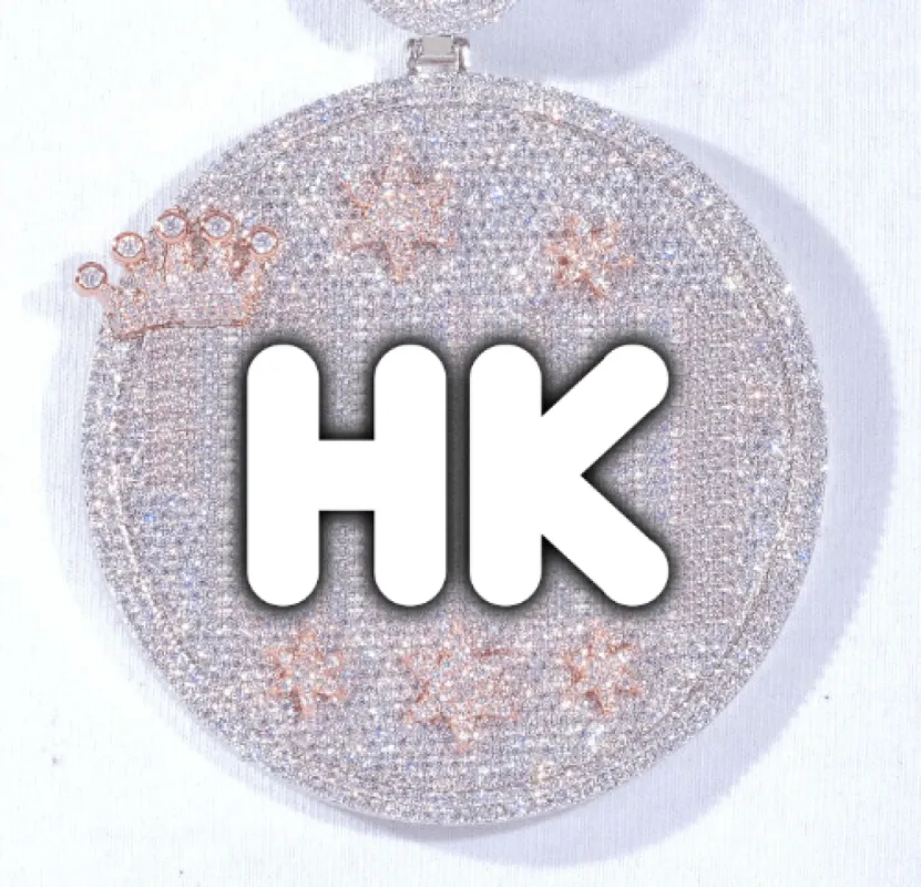 CUSTOM LETTER NECKLACE 3D BIG CROWN DISC sold by The GUU Shop