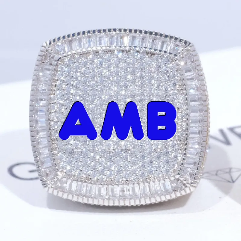 CUSTOM LETTER 3D ICED RING sold by The GUU Shop