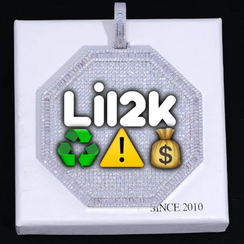 CUSTOM LETTER NECKLACE 3D BIG OCTAGON sold by The GUU Shop