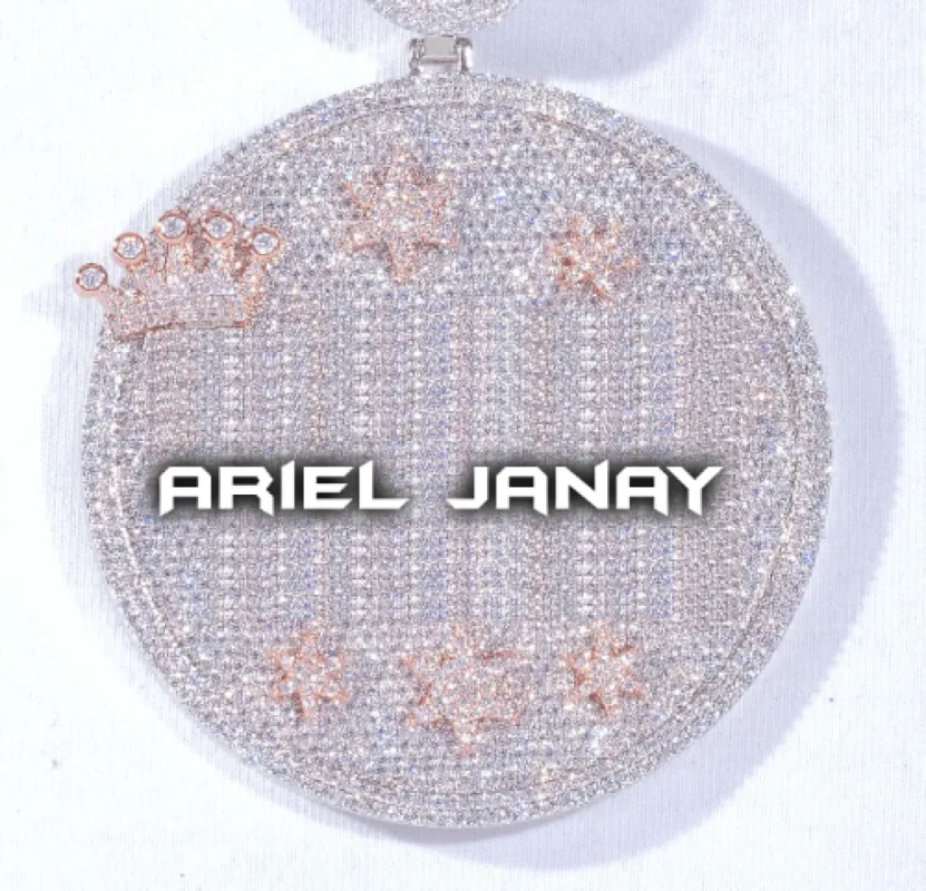 CUSTOM LETTER NECKLACE 3D BIG CROWN DISC sold by The GUU Shop