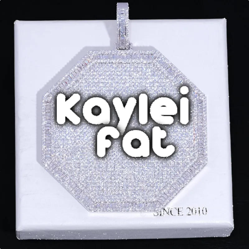 CUSTOM LETTER NECKLACE 3D BIG OCTAGON sold by The GUU Shop