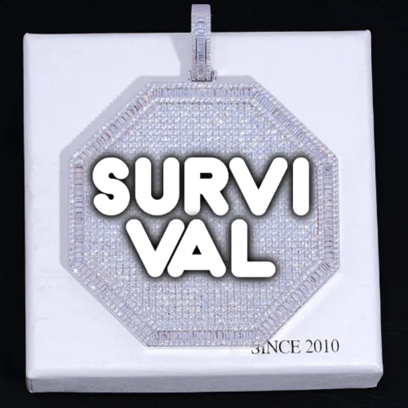 CUSTOM LETTER NECKLACE 3D BIG OCTAGON sold by The GUU Shop