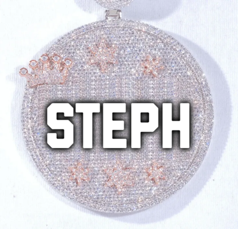 CUSTOM LETTER NECKLACE 3D BIG CROWN DISC sold by The GUU Shop