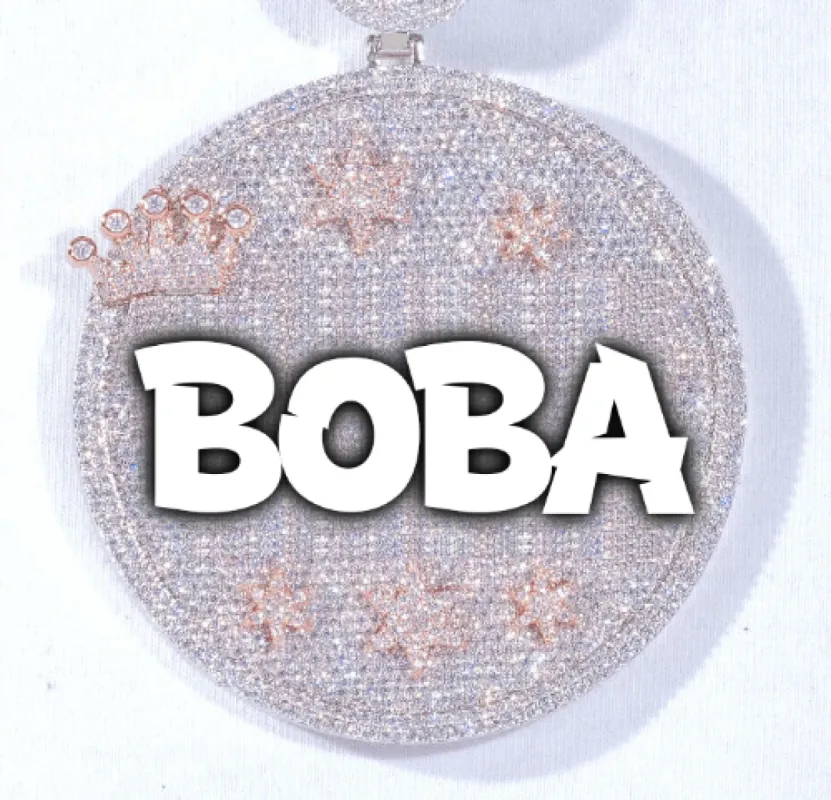 CUSTOM LETTER NECKLACE 3D BIG CROWN DISC sold by The GUU Shop