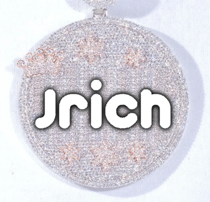 CUSTOM LETTER NECKLACE 3D BIG CROWN DISC sold by The GUU Shop