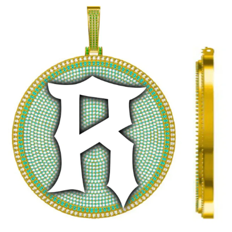 CUSTOM LETTER NECKLACE 3D BIG DISC sold by The GUU Shop