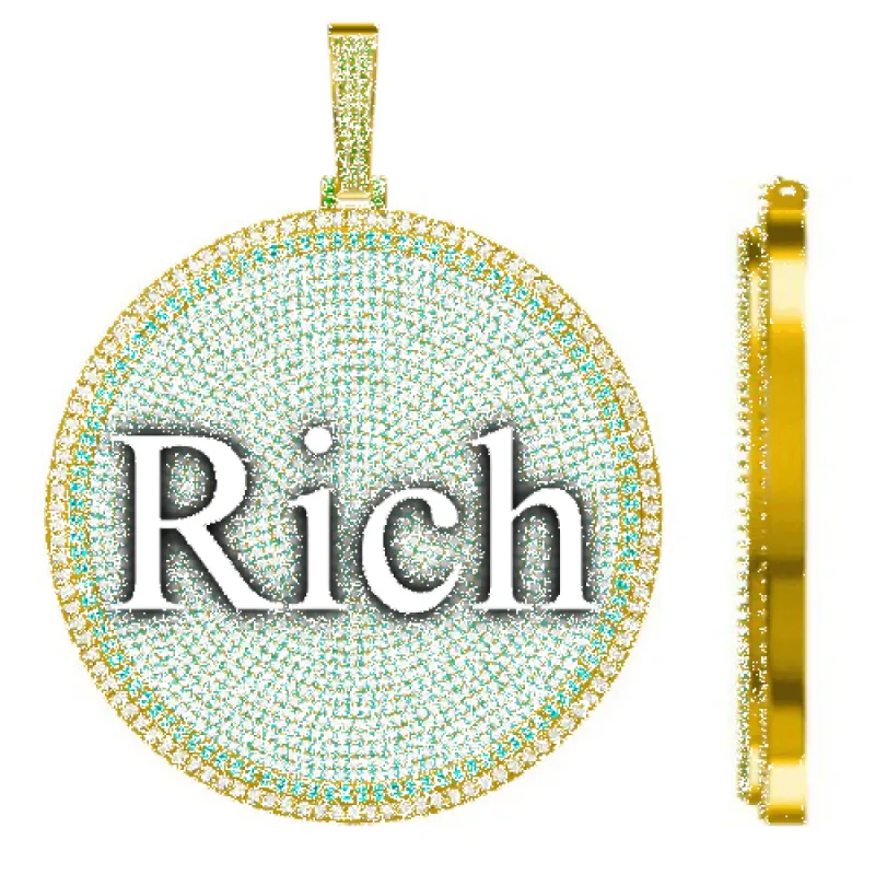 CUSTOM LETTER NECKLACE 3D BIG DISC sold by The GUU Shop