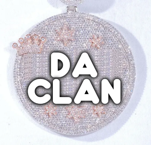 CUSTOM LETTER NECKLACE 3D BIG CROWN DISC sold by The GUU Shop