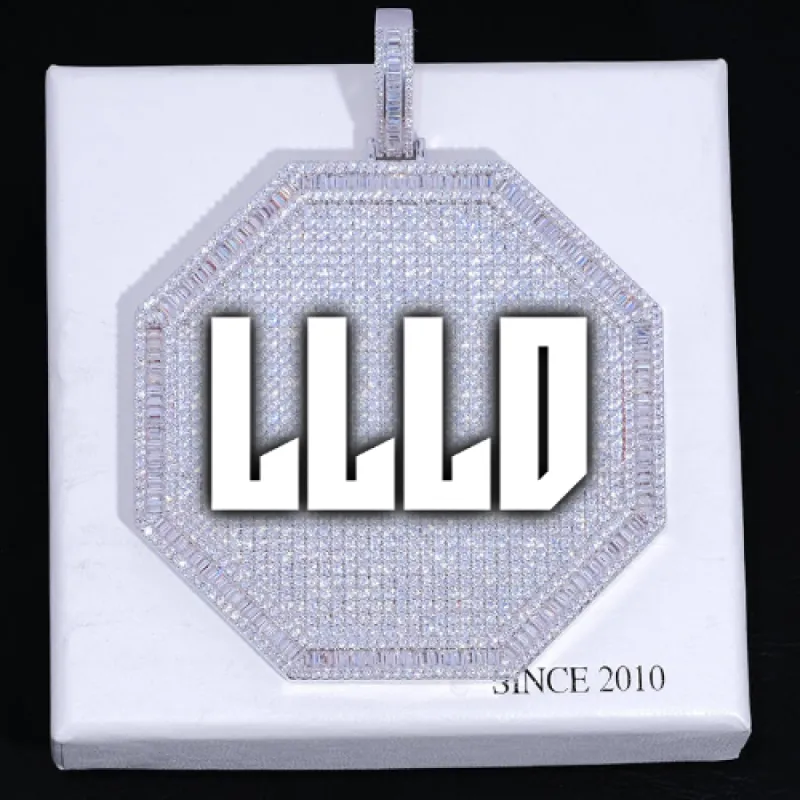 CUSTOM LETTER NECKLACE 3D BIG OCTAGON sold by The GUU Shop