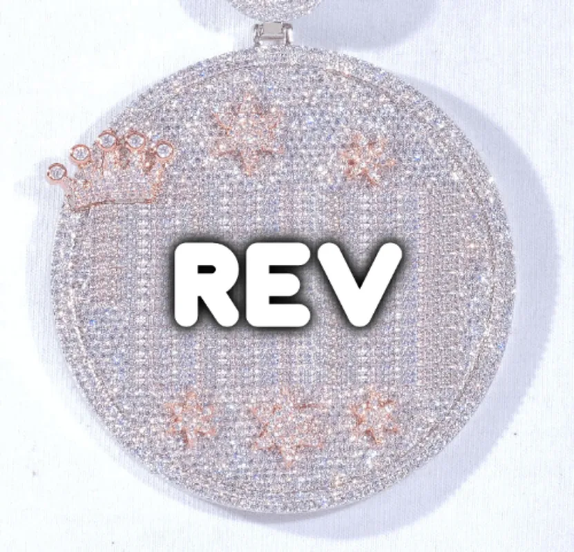 CUSTOM LETTER NECKLACE 3D BIG CROWN DISC sold by The GUU Shop