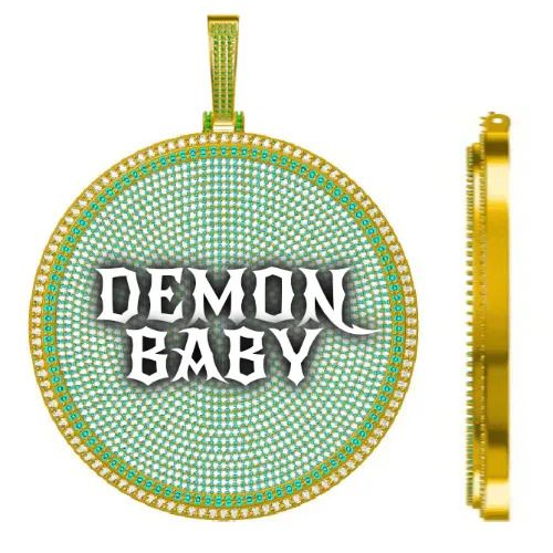 CUSTOM LETTER NECKLACE 3D BIG DISC sold by The GUU Shop