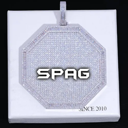 CUSTOM LETTER NECKLACE 3D BIG OCTAGON sold by The GUU Shop