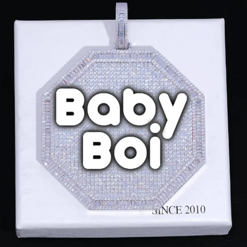 CUSTOM LETTER NECKLACE 3D BIG OCTAGON sold by The GUU Shop