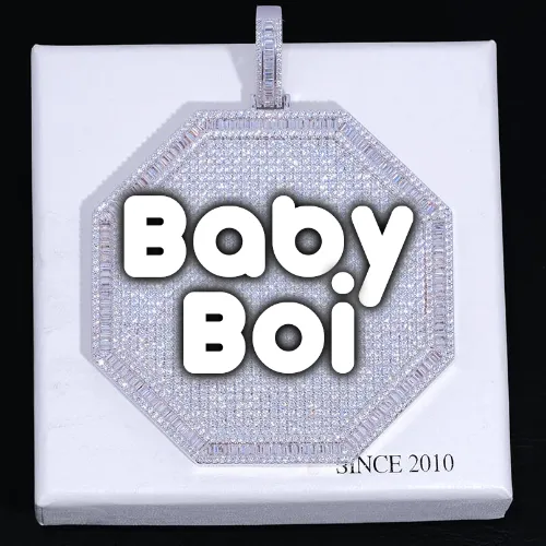 CUSTOM LETTER NECKLACE 3D BIG OCTAGON sold by The GUU Shop