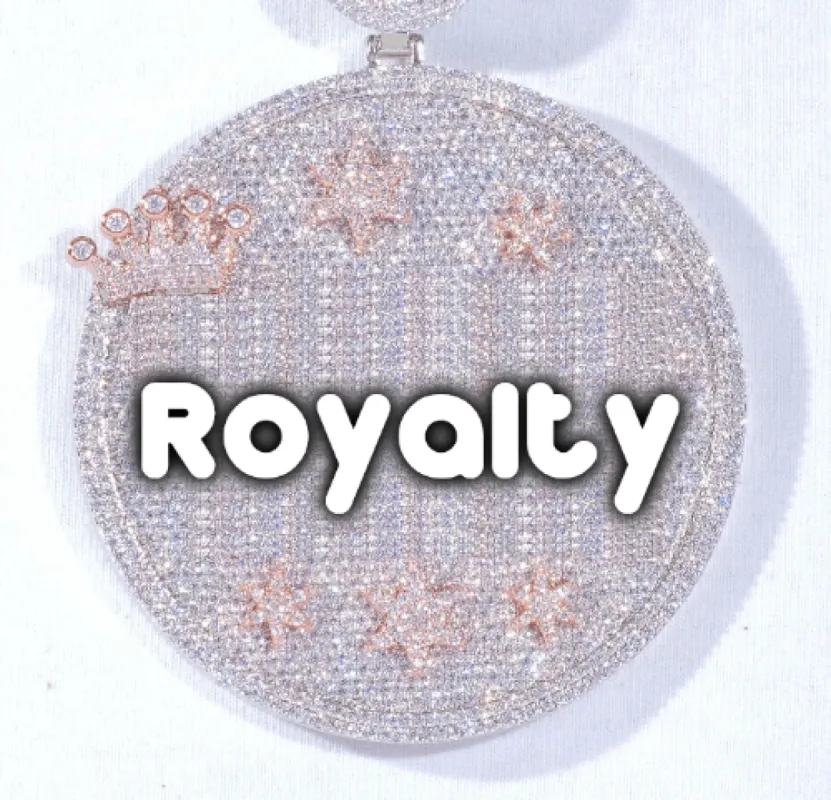 CUSTOM LETTER NECKLACE 3D BIG CROWN DISC sold by The GUU Shop