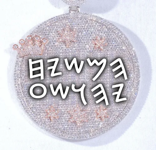 CUSTOM LETTER NECKLACE 3D BIG CROWN DISC sold by The GUU Shop