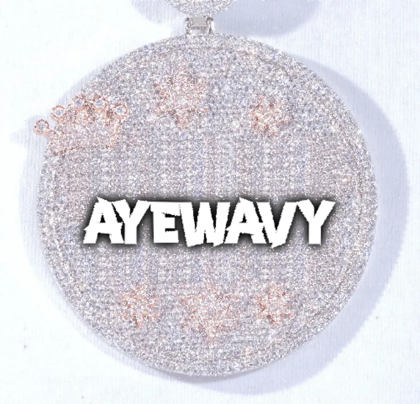 CUSTOM LETTER NECKLACE 3D BIG CROWN DISC sold by The GUU Shop