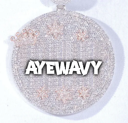 CUSTOM LETTER NECKLACE 3D BIG CROWN DISC sold by The GUU Shop