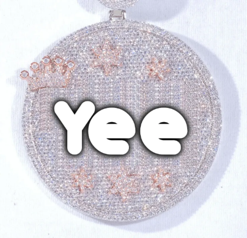 CUSTOM LETTER NECKLACE 3D BIG CROWN DISC sold by The GUU Shop