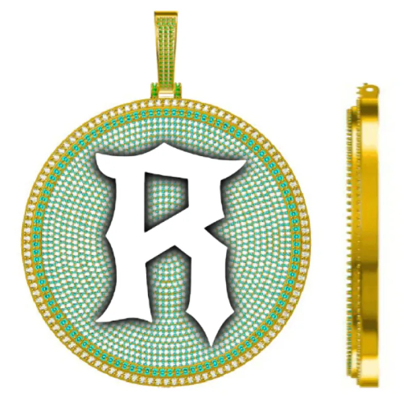 CUSTOM LETTER NECKLACE 3D BIG DISC sold by The GUU Shop