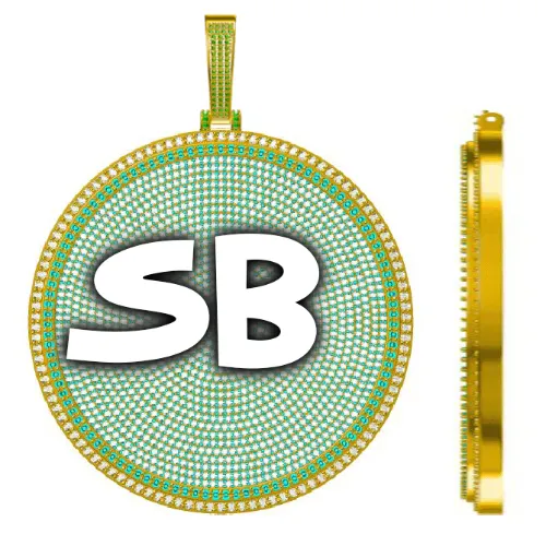 CUSTOM LETTER NECKLACE 3D BIG DISC sold by The GUU Shop