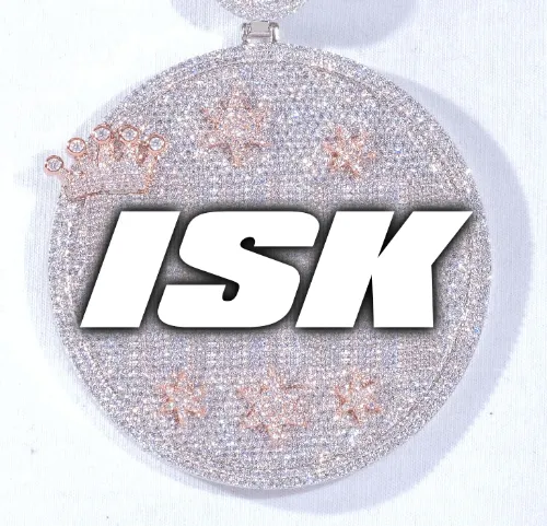 CUSTOM LETTER NECKLACE 3D BIG CROWN DISC sold by The GUU Shop