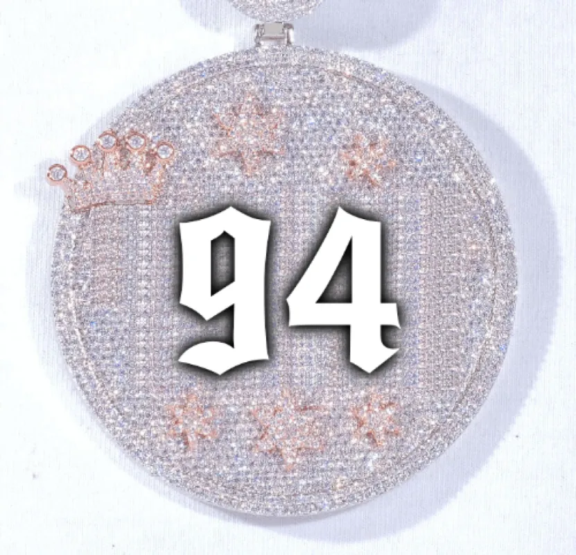 CUSTOM LETTER NECKLACE 3D BIG CROWN DISC sold by The GUU Shop