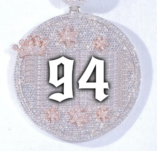 CUSTOM LETTER NECKLACE 3D BIG CROWN DISC sold by The GUU Shop