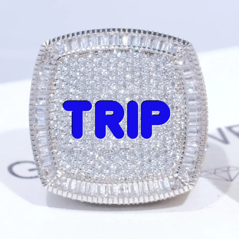 CUSTOM LETTER 3D ICED RING sold by The GUU Shop