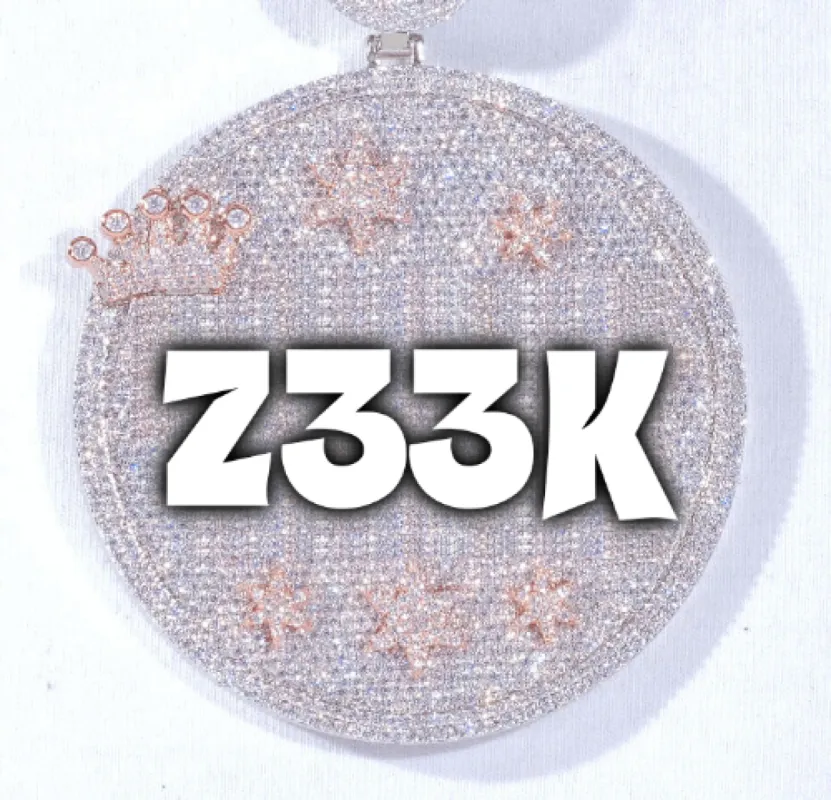 CUSTOM LETTER NECKLACE 3D BIG CROWN DISC sold by The GUU Shop