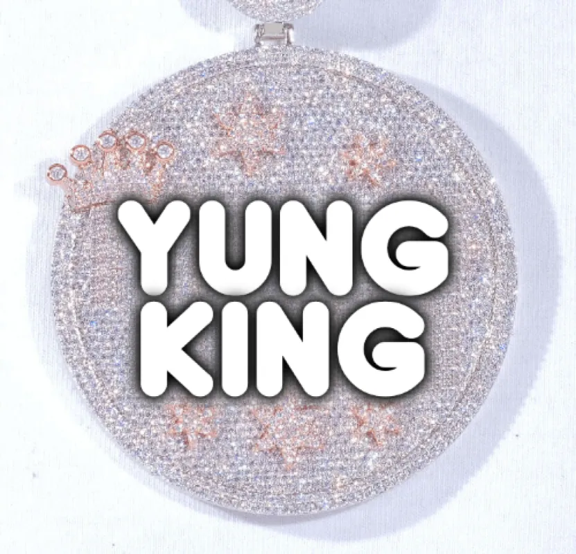 CUSTOM LETTER NECKLACE 3D BIG CROWN DISC sold by The GUU Shop