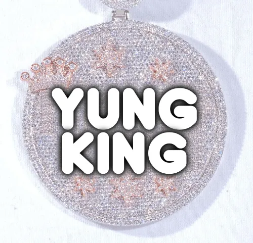 CUSTOM LETTER NECKLACE 3D BIG CROWN DISC sold by The GUU Shop