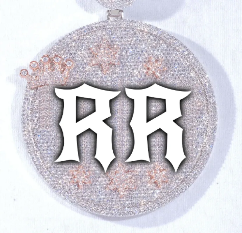 CUSTOM LETTER NECKLACE 3D BIG CROWN DISC sold by The GUU Shop